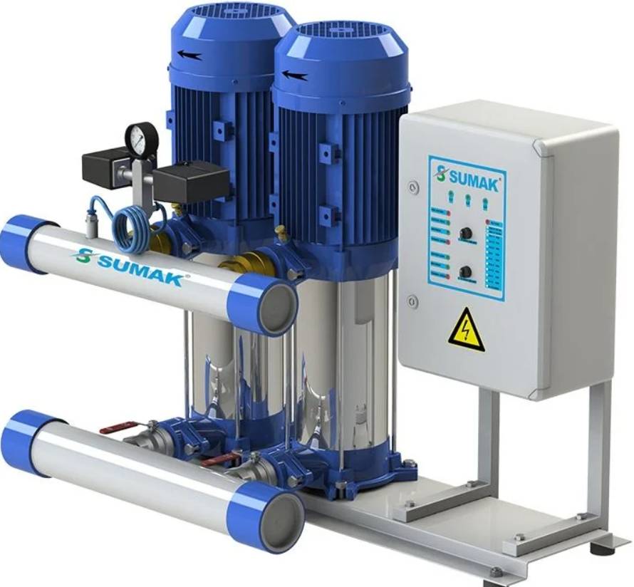 Sumak SHT16 B 750/7 Düşey Milli Kademeli Çift Pompalı Hidrofor 25 KAT 64 Daire